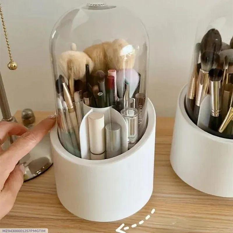 White Acrylic Makeup Brush Organizer with Dome Cover