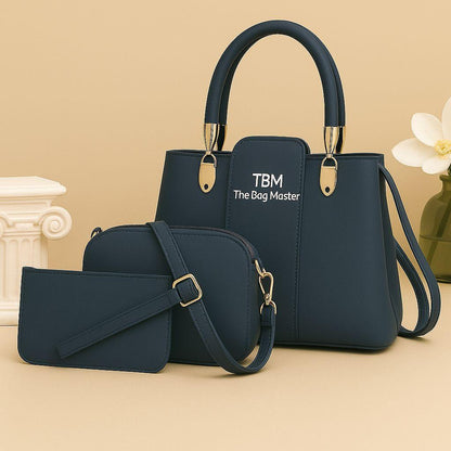 3-Piece Handbag Set with Gold Hardware