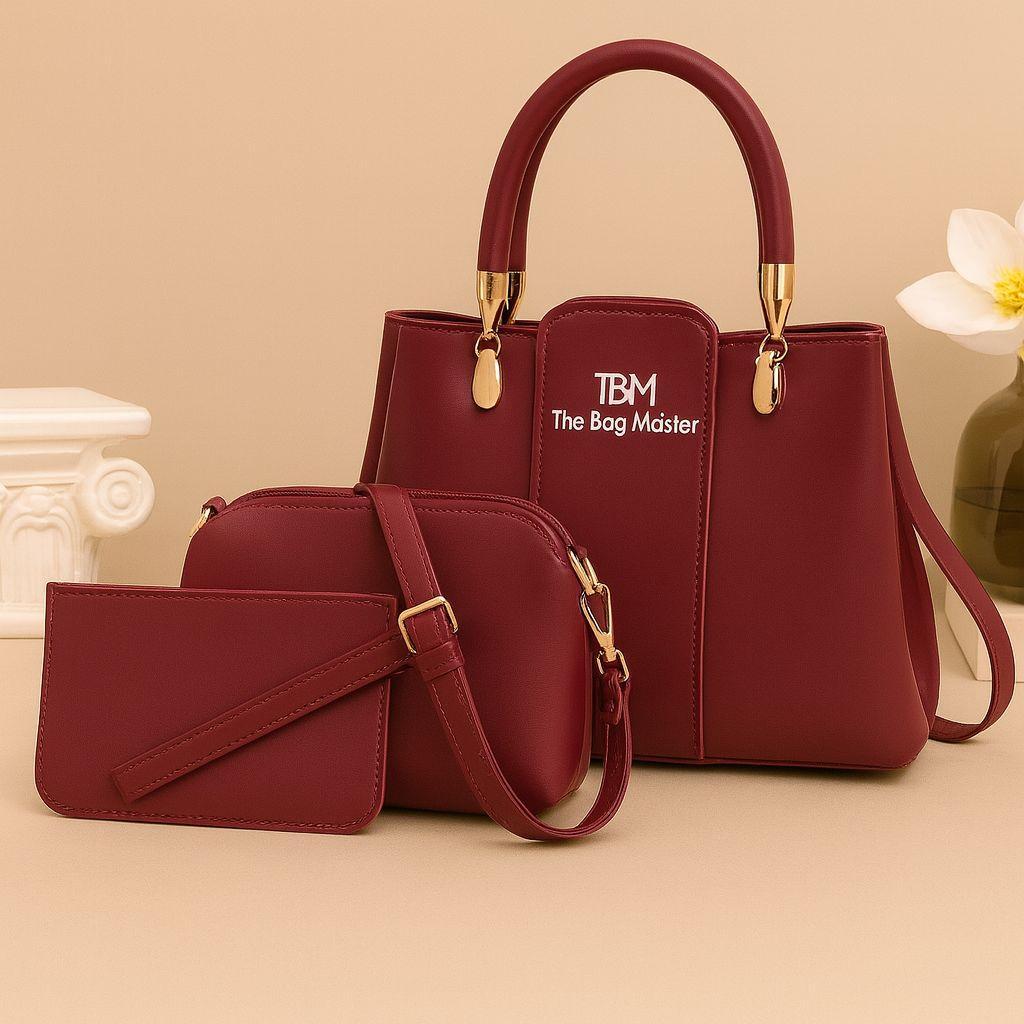 3-Piece Handbag Set with Gold Hardware