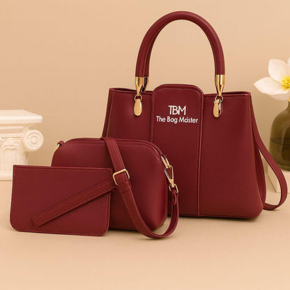 3-Piece Handbag Set with Gold Hardware