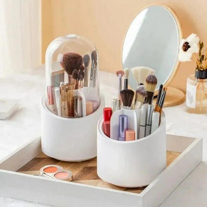 White Acrylic Makeup Brush Organizer with Dome Cover